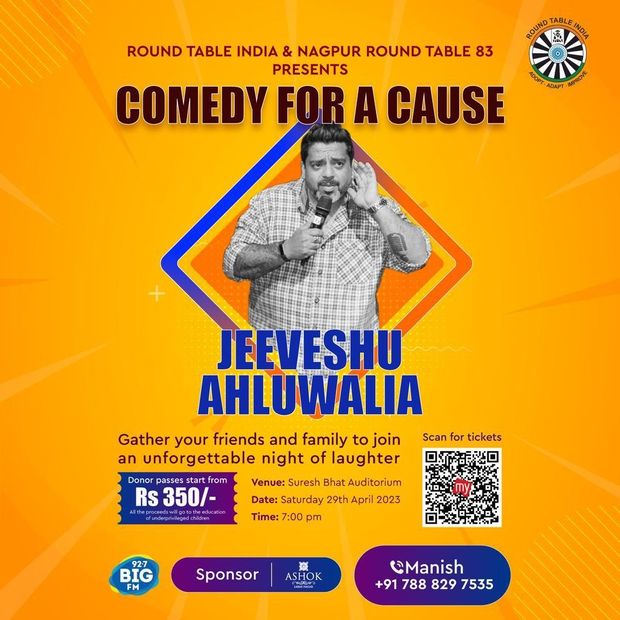 Comedy for a Cause 2023 — Jeeveshu Ahluwalia at Suresh Bhat Auditorium, 29 April, donor passes from Rs 350