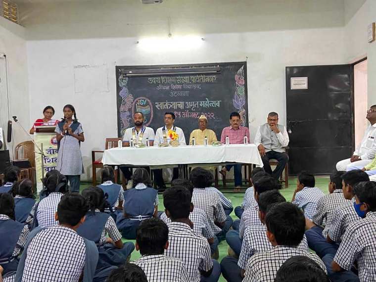 School assembly at Jeevan Shikshan Vidyalaya