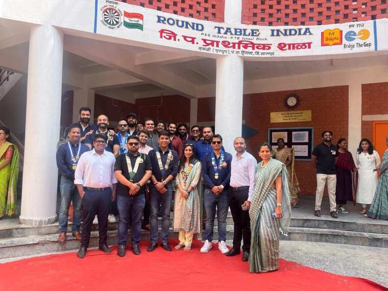 Tablers outside the Round Table India school at Sukali on the Phase 2 inauguration